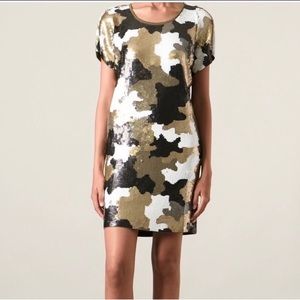 MICHAEL KORS Sequence shimmer army camouflage short dress Size M
